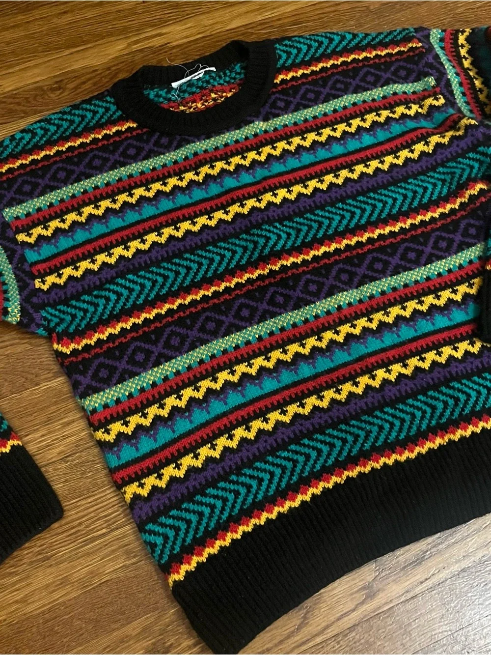 Vtg 90s sweater L XL unisex men’s womens striped Cosby oversized colorful